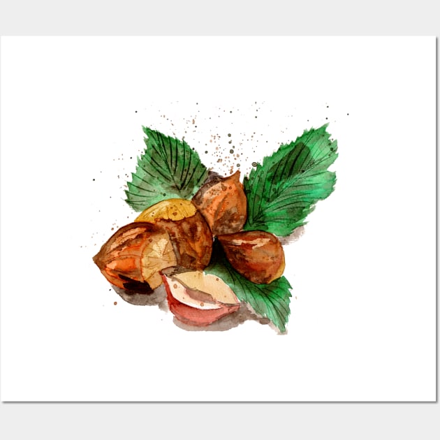 Hazelnuts Watercolor Wall Art by ZeichenbloQ